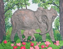 Mother Elephant and Baby